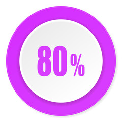 80 percent violet pink circle 3d modern flat design icon on white background