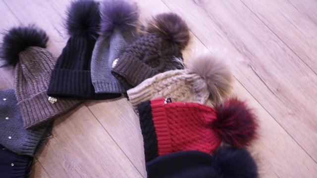 winter hats on the laminate