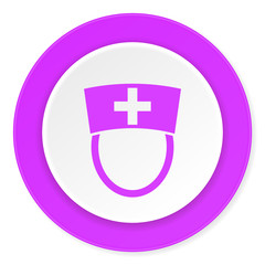 nurse violet pink circle 3d modern flat design icon on white background