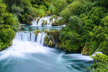 Fototapeta na wymiar Waterfalls in Krka National Park, Croatia