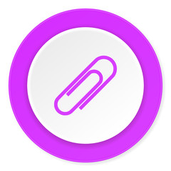 paperclip violet pink circle 3d modern flat design icon on white background