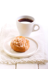 Streusel pumpkin sweet rolls with glaze
