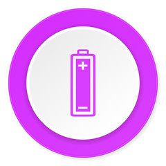 battery violet pink circle 3d modern flat design icon on white background