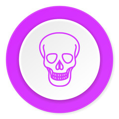 skull violet pink circle 3d modern flat design icon on white background
