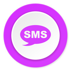 sms violet pink circle 3d modern flat design icon on white background
