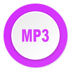 mp3 violet pink circle 3d modern flat design icon on white background