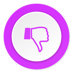 dislike violet pink circle 3d modern flat design icon on white background
