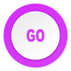 go violet pink circle 3d modern flat design icon on white background
