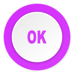 ok violet pink circle 3d modern flat design icon on white background