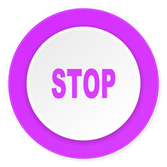 stop violet pink circle 3d modern flat design icon on white background
