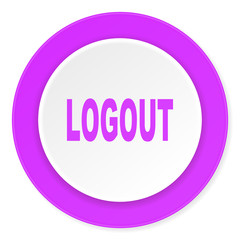 logout violet pink circle 3d modern flat design icon on white background
