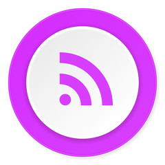 rss violet pink circle 3d modern flat design icon on white background