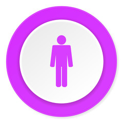 male violet pink circle 3d modern flat design icon on white background