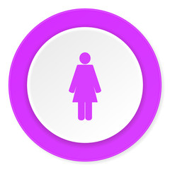 female violet pink circle 3d modern flat design icon on white background