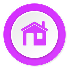 house violet pink circle 3d modern flat design icon on white background