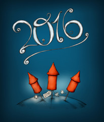 Silvesterraketen kurz vor dem Jahreswechsel