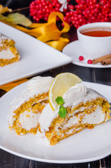 Carrot roll cake with cream cheese