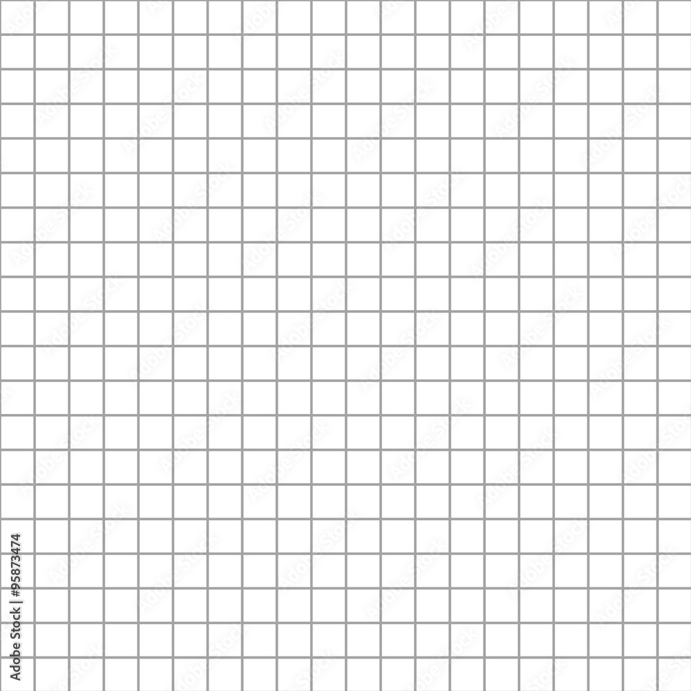 Wall mural five millimeters square grid on white seamless pattern