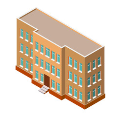  Detailed Isometric building on a white background. 3D Icon. 