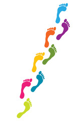 Fussabdr&uuml;cke von Kindern bunt Vielfalt 