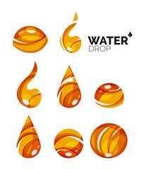 Set of abstract eco water icons, business logotype nature green concepts, clean modern geometric design
