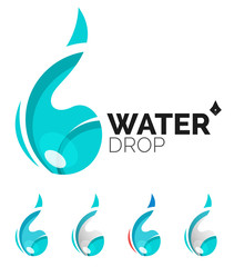 Obraz premium Set of abstract eco water icons, business logotype nature green concepts, clean modern geometric design