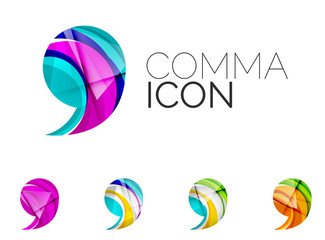 Set of abstract comma icon, business logotype concepts, clean modern geometric design