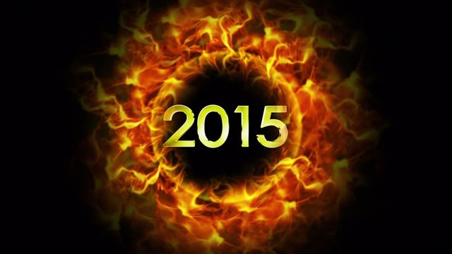2015 Fiery Year Symbol, and Ring Flames, Loop, 4k
