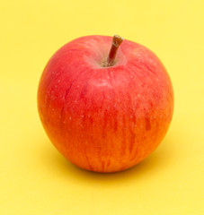 ripe apple on a yellow background