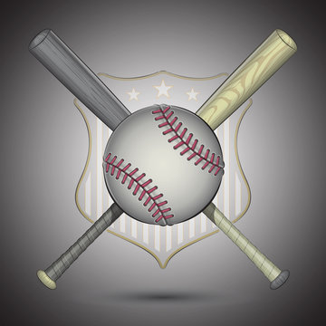 Detailed baseball emblem for sports design.