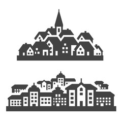 Naklejka premium city, town icons set. signs and symbols