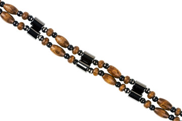 Wooden and magnetic beads necklace detail
