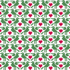 nordic seamless hearts and birds