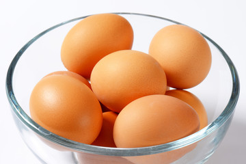 Brown eggs in a bowl