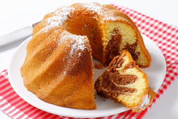 Chocolate and vanilla Kugelhopf cake