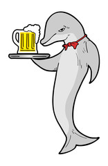 funny dolphin with beer
