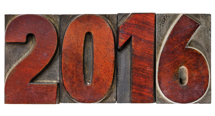 year 2016 in vintage wood type