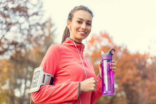 Running in the autumn park