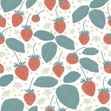 Seamless strawberry hand drawn vector pattern. © kseniya_ganz