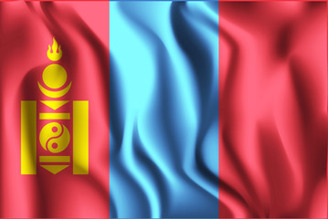 Naklejka premium Flag of Mongolia. Rectangular Shape Icon