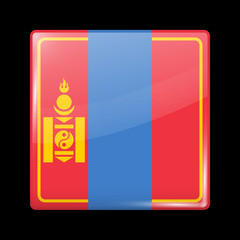 Mongolia Variant Flag. Glassy Icon Square Shape