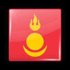 Mongolia Variant Flag. Glassy Icon Square Shape