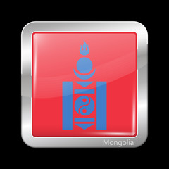 Mongolian Soyombo. Metallic Icon Square Shape