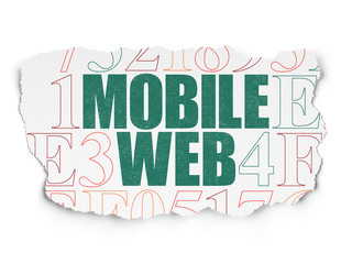 Web design concept: Mobile Web on Torn Paper background