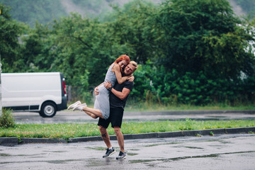 man throws up his girlfriend