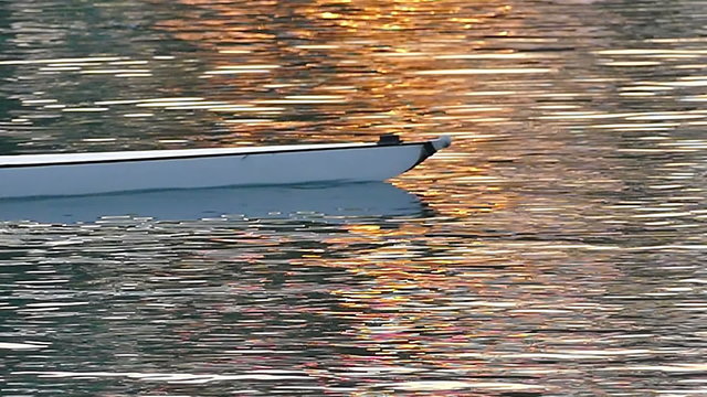 Rowers in slow motion, Jarun lake, Zagreb, Croatia. 