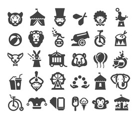 circus icons set. vector illustration