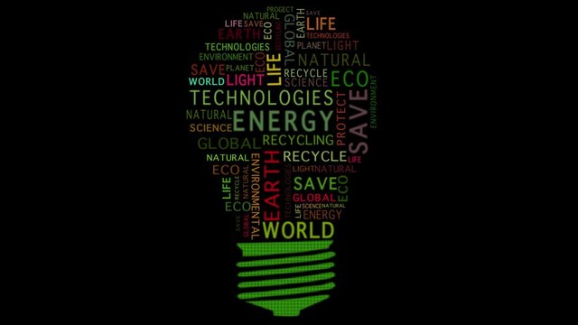 CG text motion graphic with ecology nutrition theme - CG text motion graphic of ecology nutrition words with exercising lamp in background