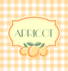 Apricot label in retro style on squared background
