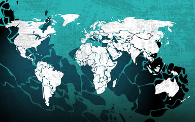 Grunge blue worldmap